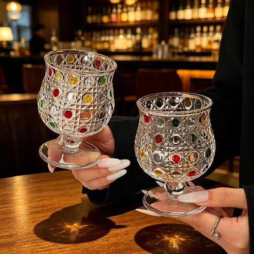 Crystal Goblet | Colorful Polka Dot Wine Glass